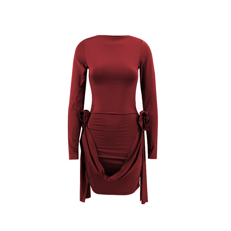 Autumn Winter Sexy Solid Dress