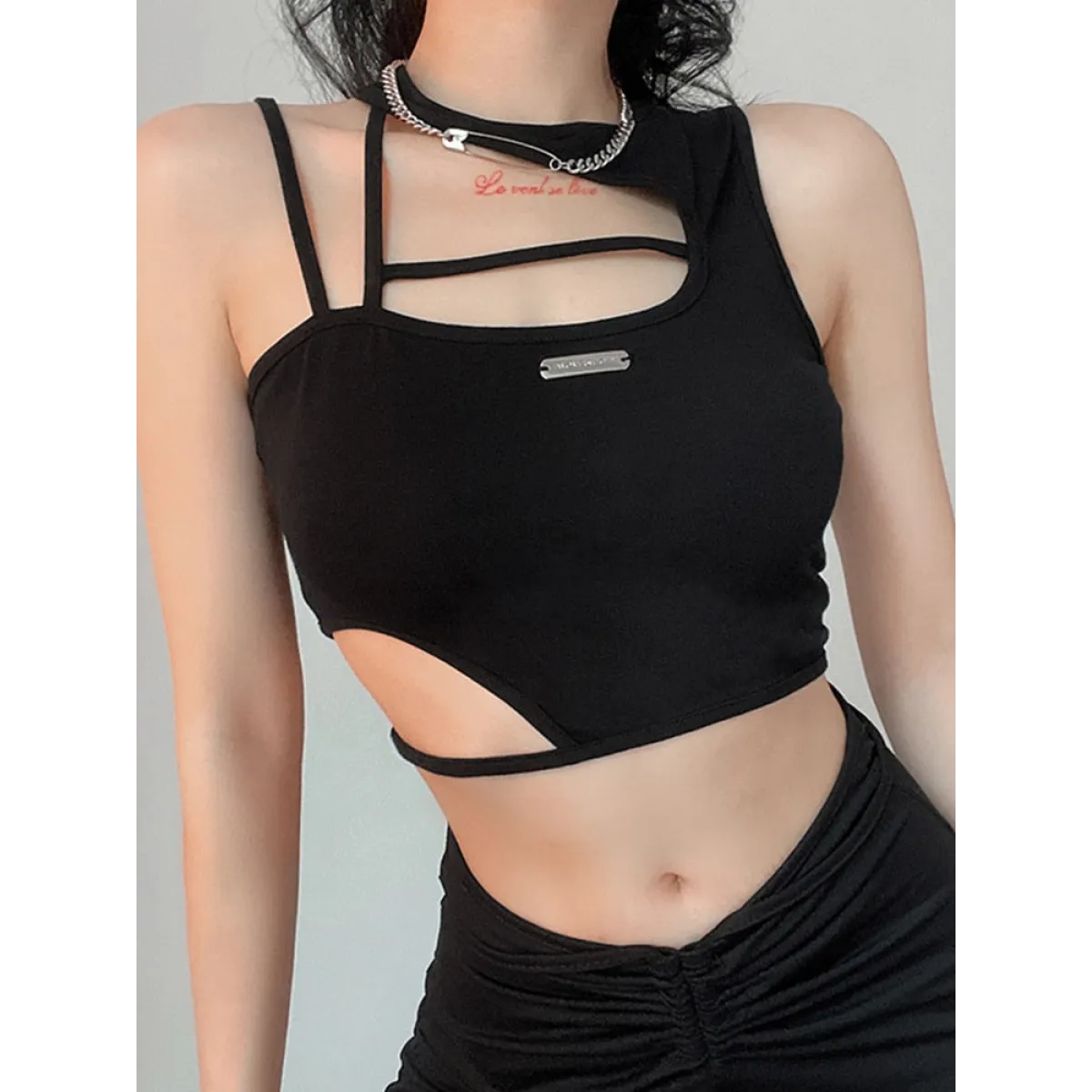 Sexy Hollow Out Techwear Tee